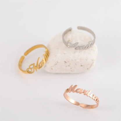 Customized Double Name Ring -Christmas Gift for Her - Two Name Ring in Sterling Silver - Two Name Stackable Ring - Personalized Gift For Mom