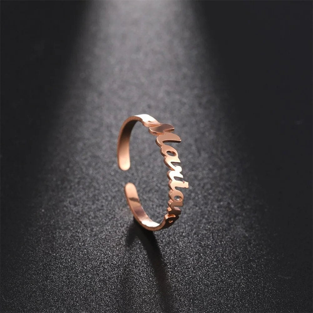 Customized Double Name Ring -Christmas Gift for Her - Two Name Ring in Sterling Silver - Two Name Stackable Ring - Personalized Gift For Mom