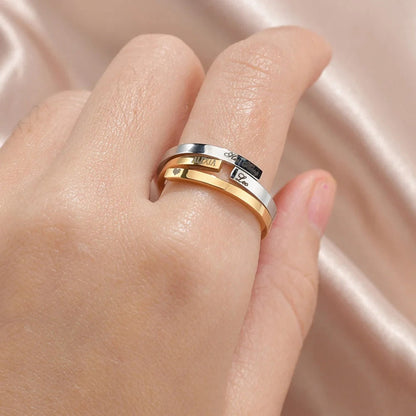 Dainty Name Ring - Christmas Gift for Her - Two Name Ring in Gold Silver - Two Name Stackable Ring - Personalized Gift For Mom