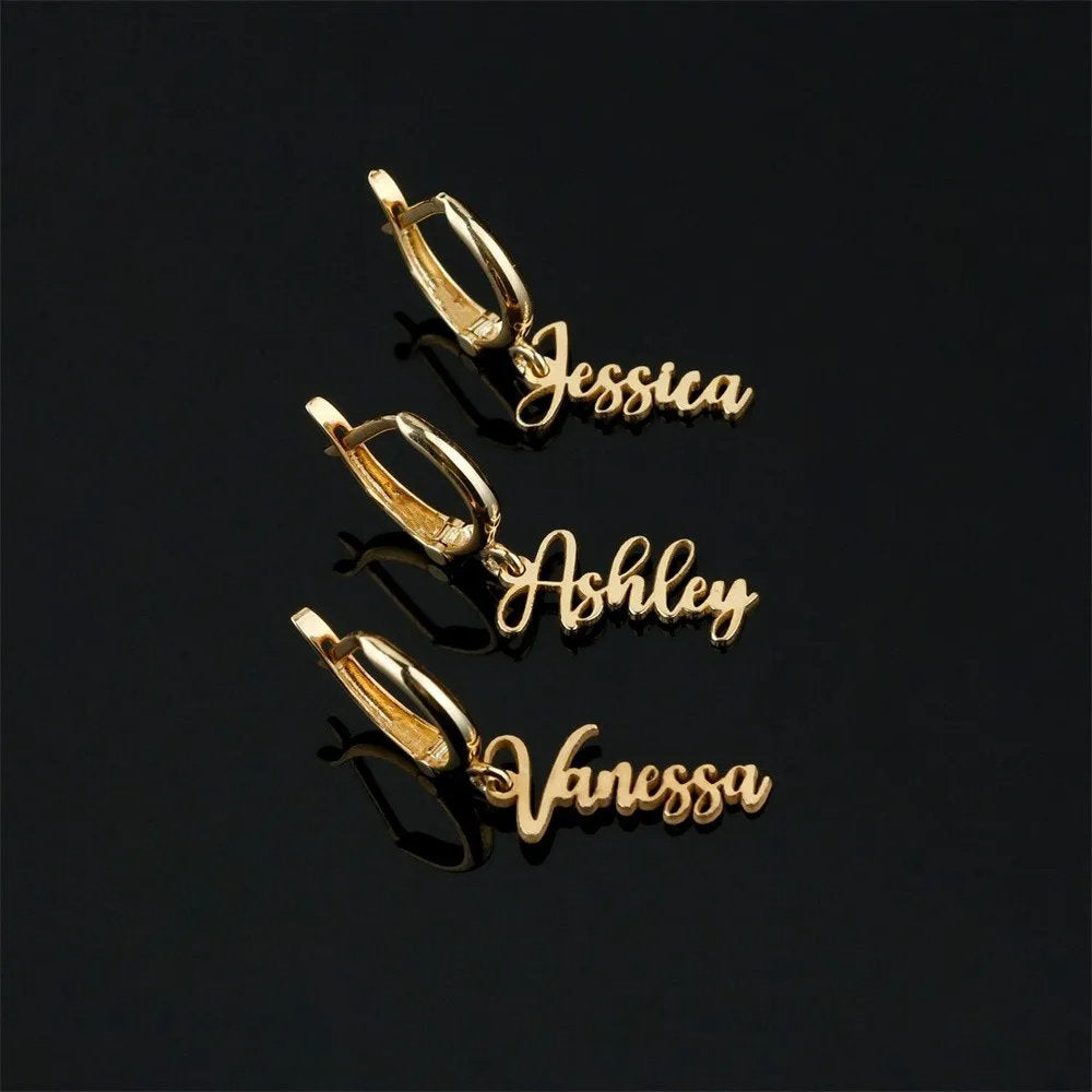 Name Earrings - Birth Flowers Symbol Earrings - Personalized Floral Earrings - Dangle Name Earrings - Dainty Birth Flowers - Christmas Gifts
