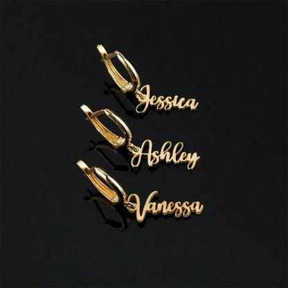 Name Earrings - Birth Flowers Symbol Earrings - Personalized Floral Earrings - Dangle Name Earrings - Dainty Birth Flowers - Christmas Gifts