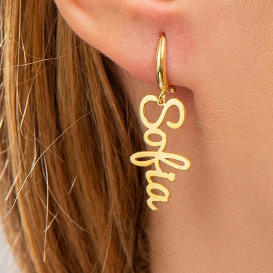 Name Earrings - Birth Flowers Symbol Earrings - Personalized Floral Earrings - Dangle Name Earrings - Dainty Birth Flowers - Christmas Gifts