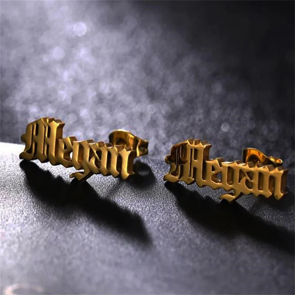 Customized Name Earrings - Dainty Name Earrings- Personalized Floral Earrings - Dangle Name Earrings - Christmas Gifts