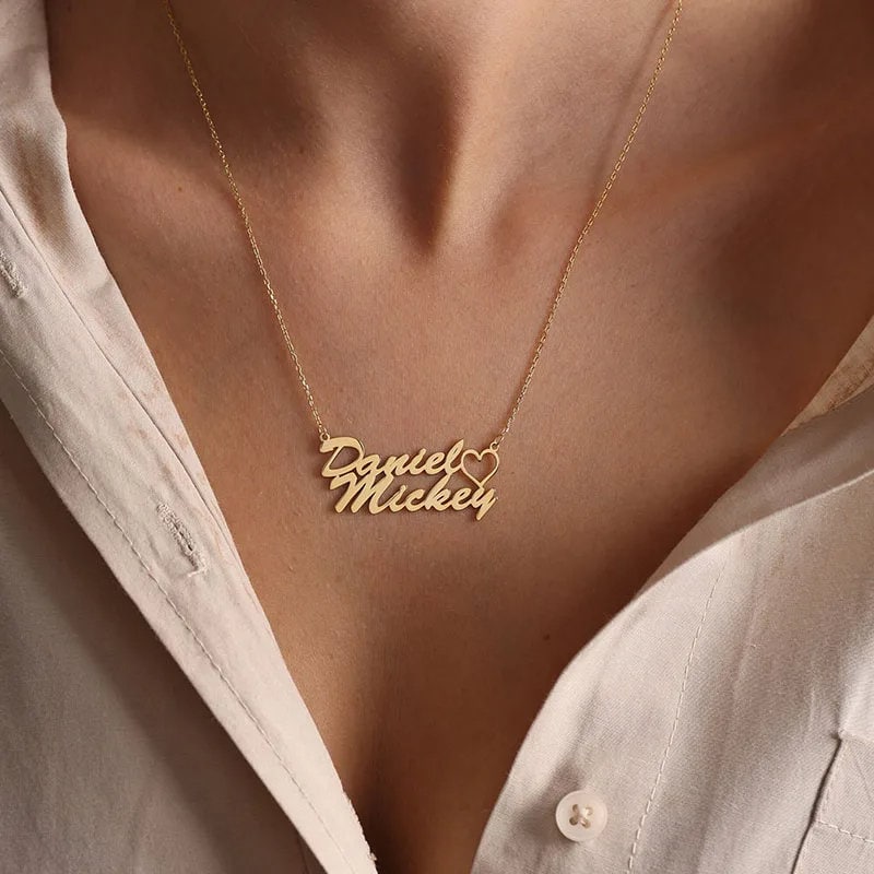 Custom Name Necklace, 14k Solid Gold Name Necklace, Personalized Gift for Her, 14k Solid Gold Name Necklace, Personalized Gift for Her