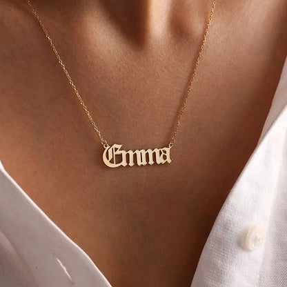 Custom Name Necklace, 14k Solid Gold Name Necklace, Personalized Gift for Her, 14k Solid Gold Name Necklace, Personalized Gift for Her