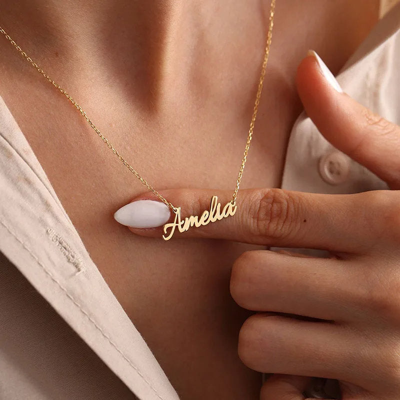 Custom Name Necklace, 14k Solid Gold Name Necklace, Personalized Gift for Her, 14k Solid Gold Name Necklace, Personalized Gift for Her