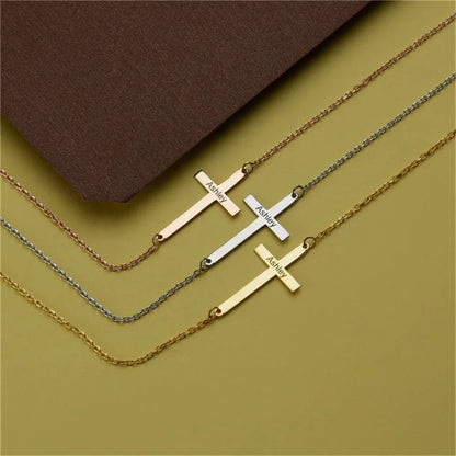 Cross name necklace, Baptism Gift, Personalized Cross Necklace with Name, Christian Gifts for Christening, Minimalist Necklace, Gift For Her