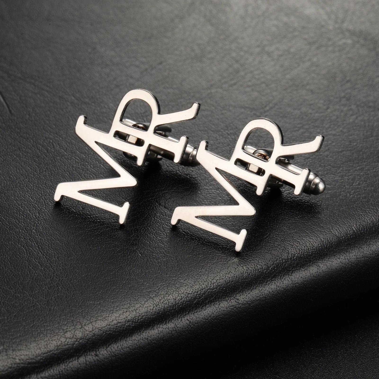 Initials Name Cufflinks - Personalized Cufflinks - Groom Wedding Cufflinks - Groomsmen gift - Initials Cufflinks - Gold Silver Cufflinks.