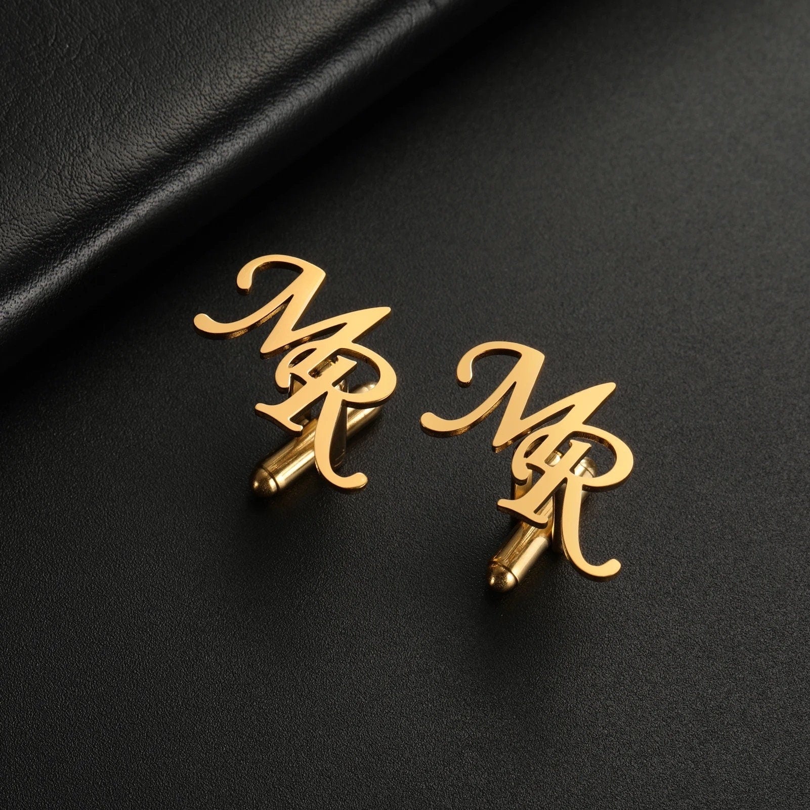 Initials Name Cufflinks - Personalized Cufflinks - Groom Wedding Cufflinks - Groomsmen gift - Initials Cufflinks - Gold Silver Cufflinks.