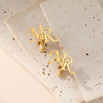 Initials Name Cufflinks - Personalized Cufflinks - Groom Wedding Cufflinks - Groomsmen gift - Initials Cufflinks - Gold Silver Cufflinks.