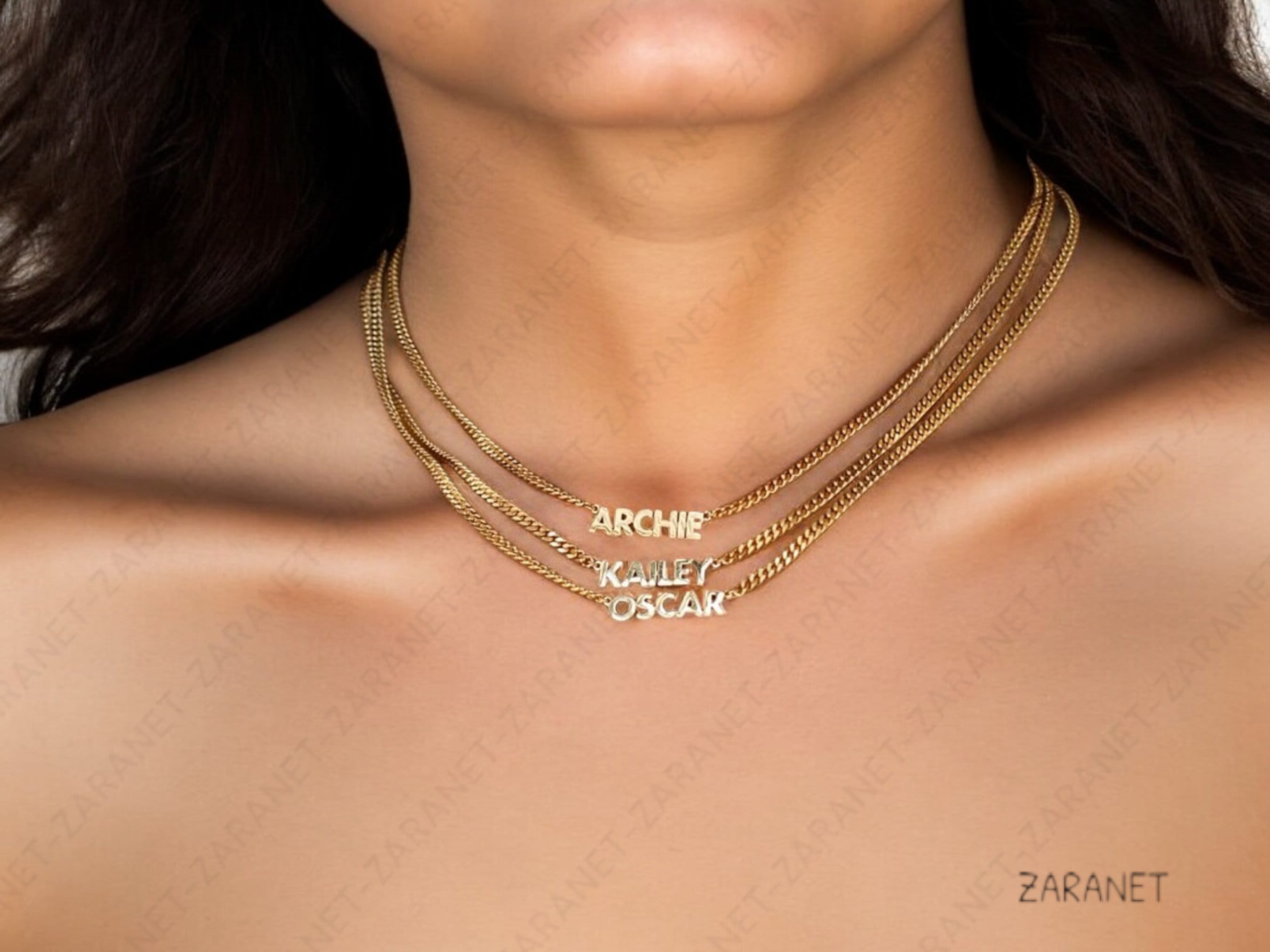 Custom Name Curb Chain Necklace Dainty Personalized Minimal Name Necklace.