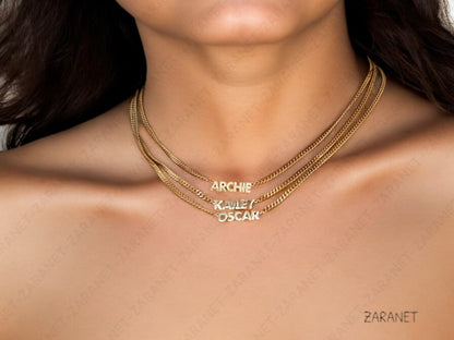 Custom Name Curb Chain Necklace Dainty Personalized Minimal Name Necklace.