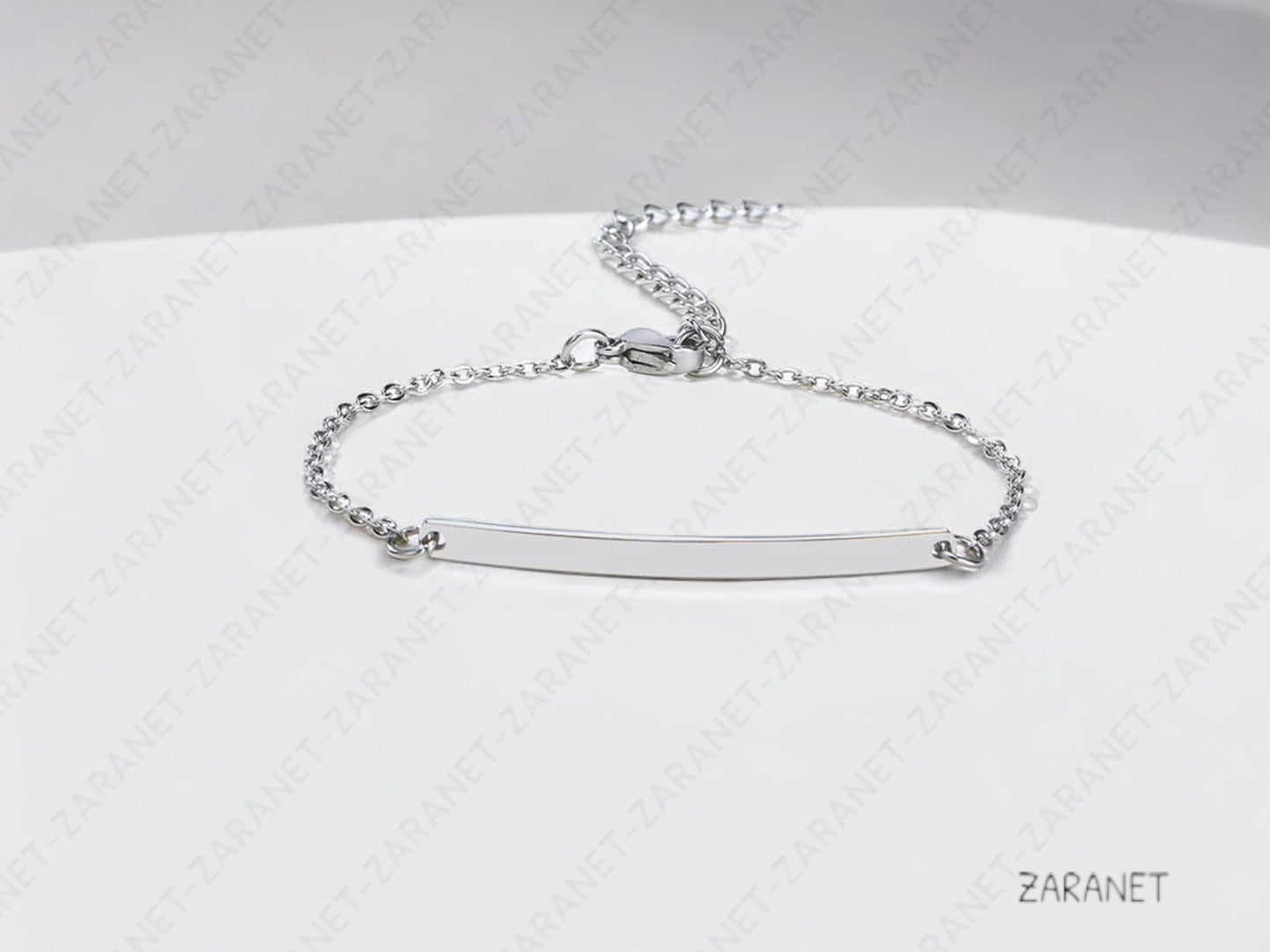 Custom Engraved Mini Bar Bracelet with Curb Chain - Personalized Dainty Name Stackable Bracelet