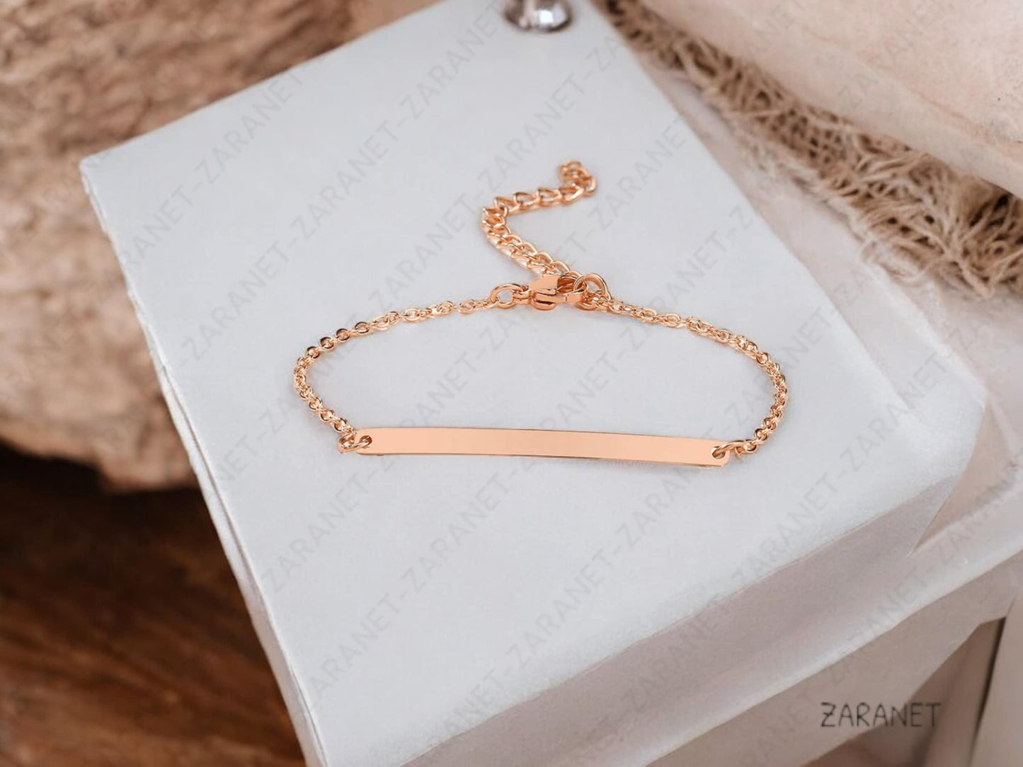 Custom Engraved Mini Bar Bracelet with Curb Chain - Personalized Dainty Name Stackable Bracelet