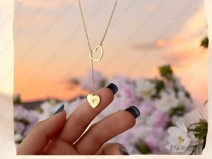 Personalized Necklace with Chain,  Gold. Heart, Gift for her, Birthday, Anniversary, Initial Charm Custom Jewelry.