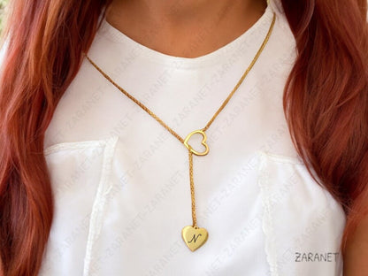 Personalized Necklace with Chain,  Gold. Heart, Gift for her, Birthday, Anniversary, Initial Charm Custom Jewelry.