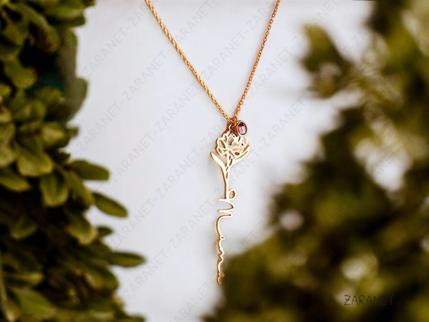 Custom Name Necklace with Birth Flower • Flower Birthstone Name Necklace • Bridesmaid Gift Necklace • Gift for wedding • Christmas Gifts