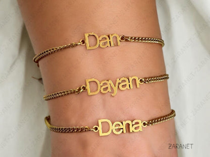 Custom Name Curb Chain Bracelet - Minimal Personalized Name Jewelry - Birthday Gift for Her