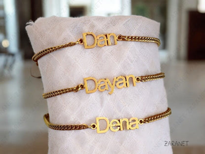 Custom Name Curb Chain Bracelet - Minimal Personalized Name Jewelry - Birthday Gift for Her