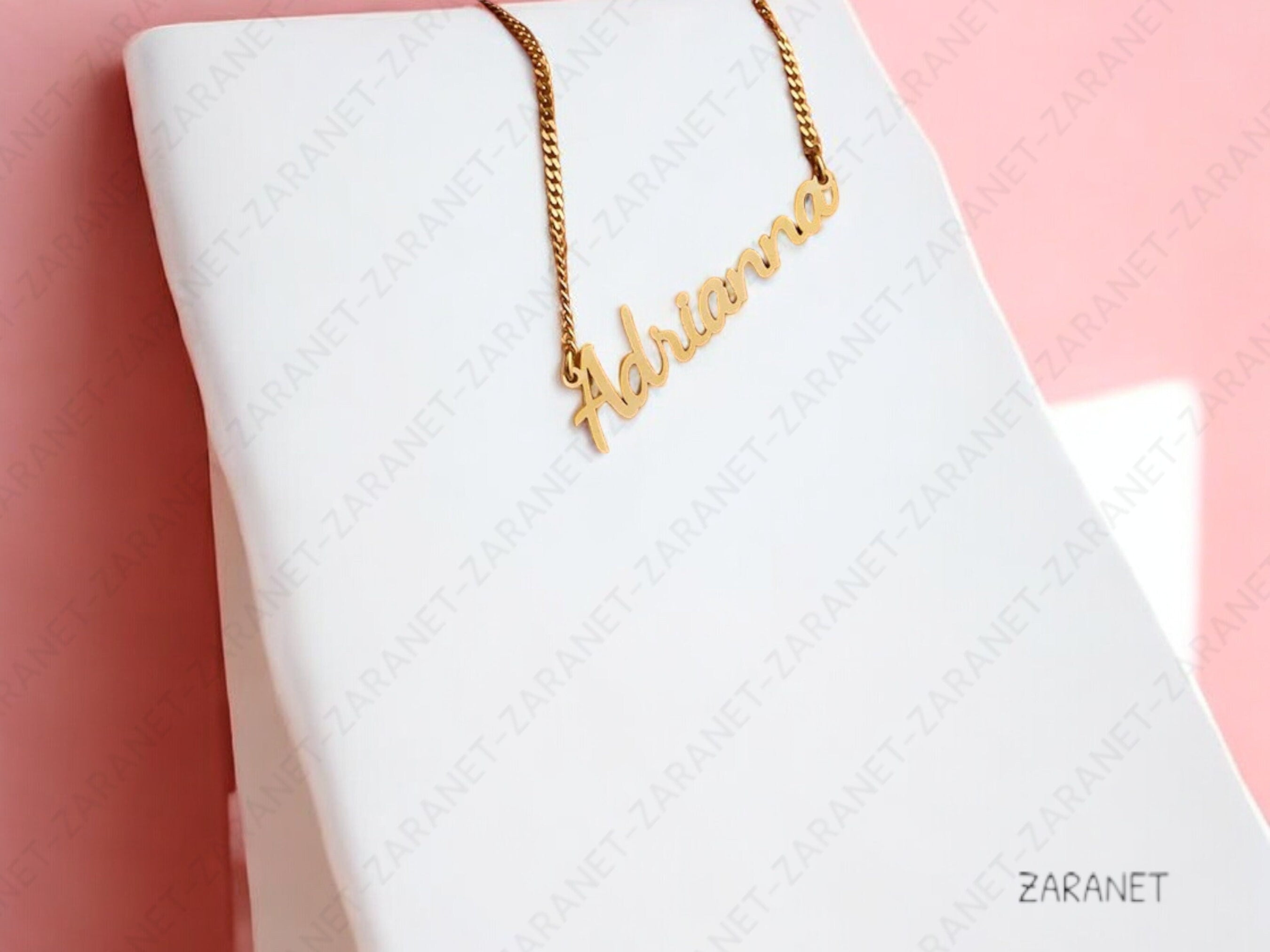 Custom Name Curb Chain Necklace Dainty Personalized Minimal Name Necklace.