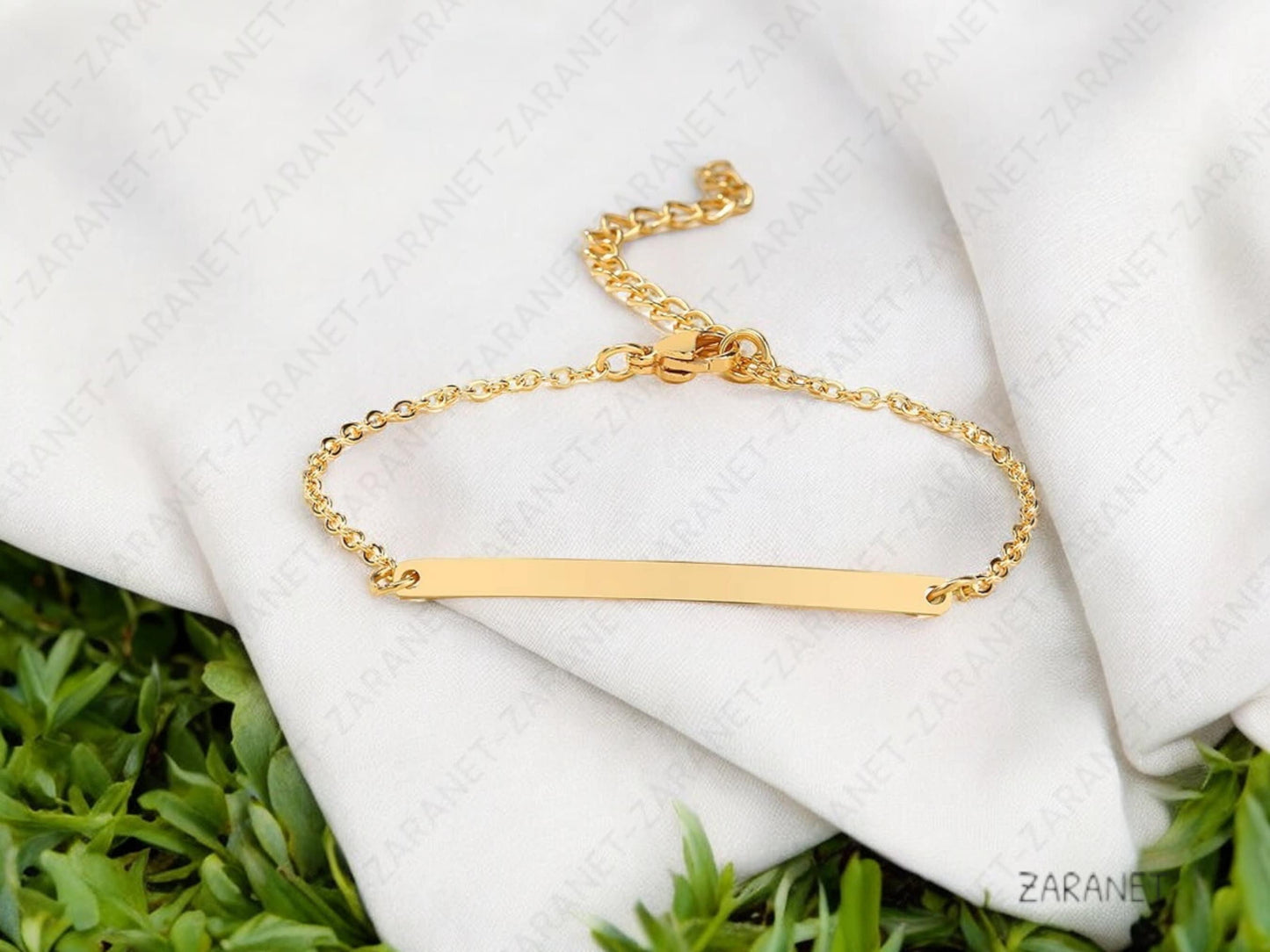 Custom Engraved Mini Bar Bracelet with Curb Chain - Personalized Dainty Name Stackable Bracelet