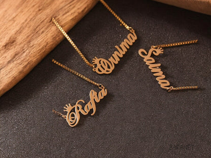 Personalized Name Necklace • Elegant Gift for Her- Gold Name Necklace with Box Chain • Personalized Gift.