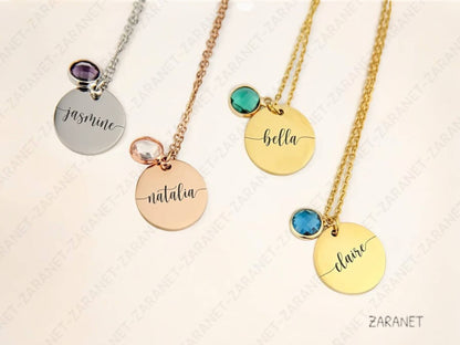 Birthstone Necklace for Women, Personalized Jewelry for Her, Birthday gift for New Mom Jewelry Custom Name Necklace Grandma gift