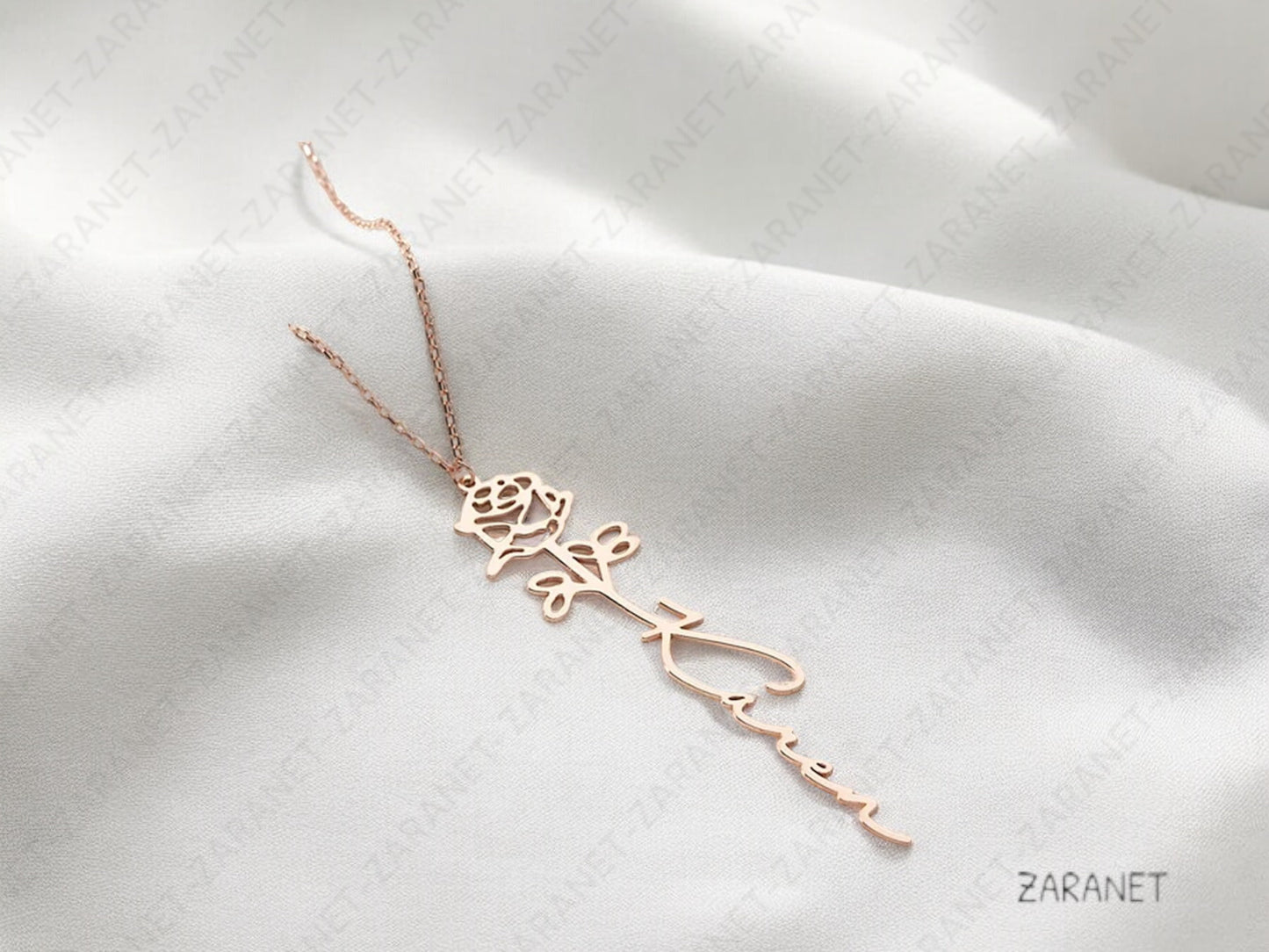 Custom Name Necklace with Birth Flower • Flower Birthstone Name Necklace • Bridesmaid Gift Necklace • Gift for wedding • Christmas Gifts