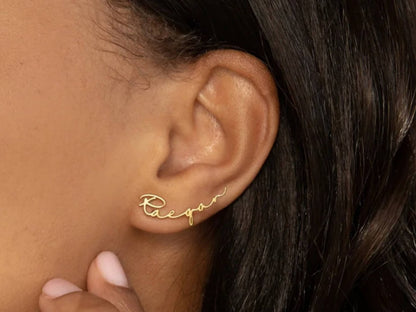 Personalized Name Earrings - Custom Gold & Silver Stainless Steel Studs for Women - Summer Jewelry Gift - Unique Custom Earrings