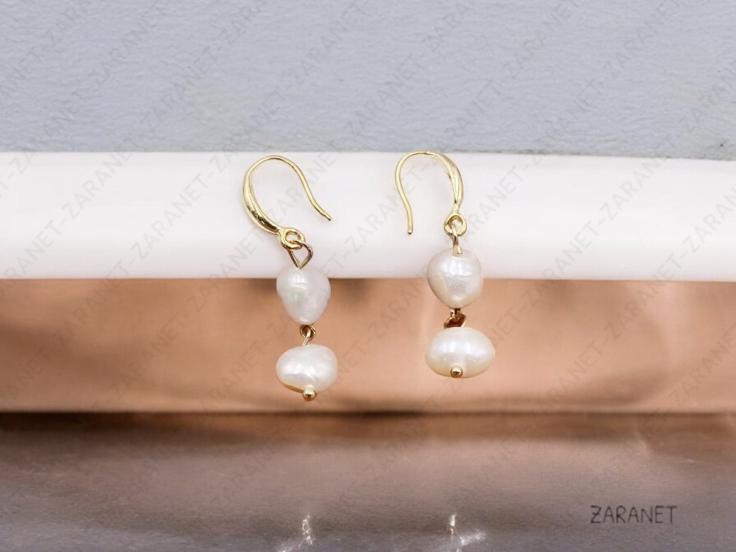 Fine Natural Freshwater Pearl Drop Earrings | Gold-Plated Stainless Steel | Silver Elegant Women's Jewelry | Perfect Gift for Her