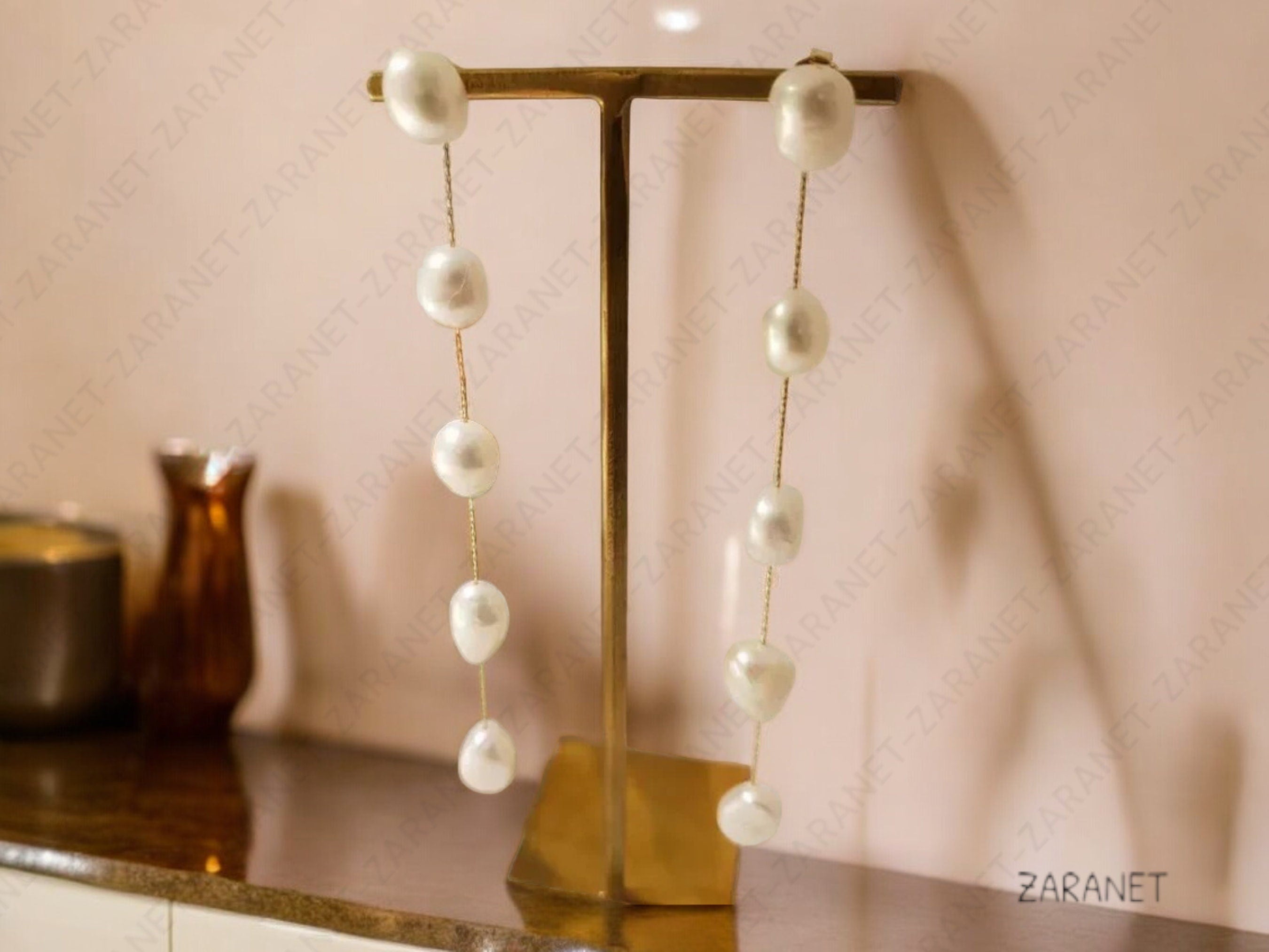 Fine Natural Freshwater Pearl Drop Earrings | Gold-Plated Stainless Steel | Silver Elegant Women's Jewelry | Perfect Gift for Her