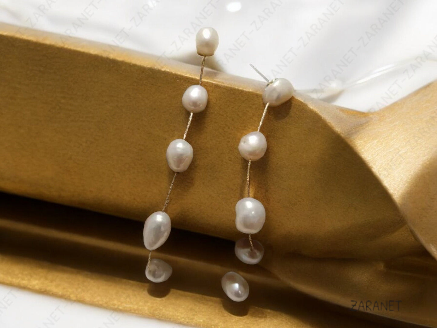 Fine Natural Freshwater Pearl Drop Earrings | Gold-Plated Stainless Steel | Silver Elegant Women's Jewelry | Perfect Gift for Her