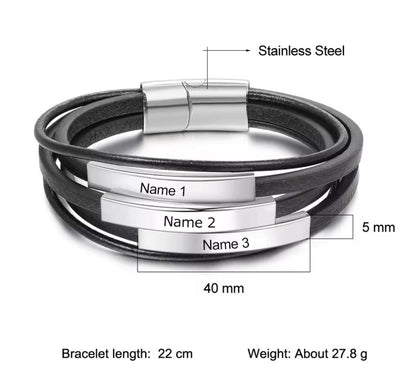 Personalized Engraved Multilayer Bracelet for Women - Stainless Steel Best Friend Jewelry - Custom Name Female Wrist Bracelet.