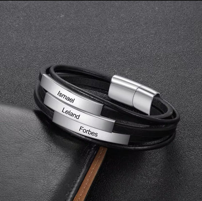 Personalized Engraved Multilayer Bracelet for Women - Stainless Steel Best Friend Jewelry - Custom Name Female Wrist Bracelet.