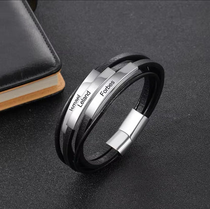 Personalized Engraved Multilayer Bracelet for Women - Stainless Steel Best Friend Jewelry - Custom Name Female Wrist Bracelet.