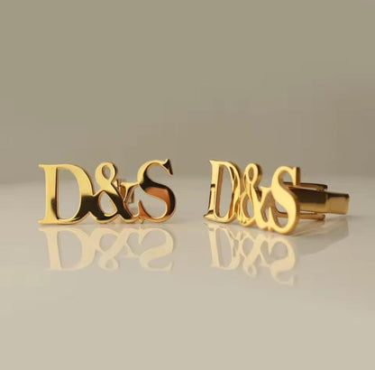 Initials Name Cufflinks - Personalized Cufflinks - Groom Wedding Cufflinks - Groomsmen gift - Initials Cufflinks - Gold Silver Cufflinks.