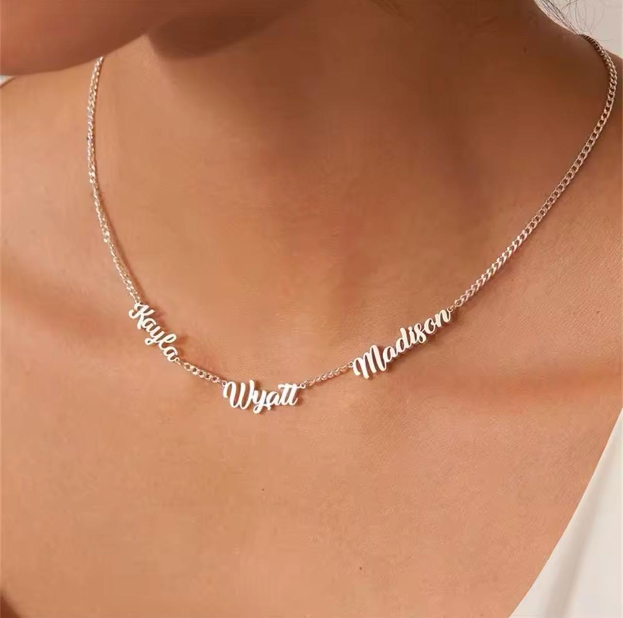 Custom Name Curb Chain Necklace Dainty Personalized Minimal Name Necklace.