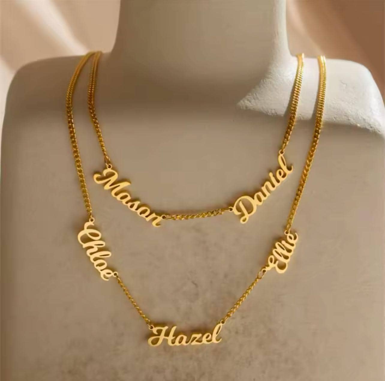 Custom Name Curb Chain Necklace Dainty Personalized Minimal Name Necklace.