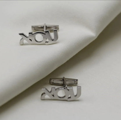 Personalized Hebrew Name Cufflinks – Custom Initial Wedding Cufflinks for Groom & Groomsmen, Perfect Gift for Him