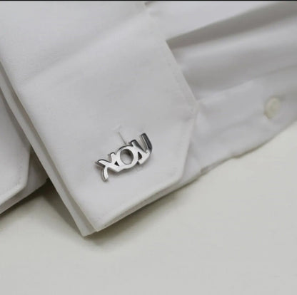 Personalized Hebrew Name Cufflinks – Custom Initial Wedding Cufflinks for Groom & Groomsmen, Perfect Gift for Him