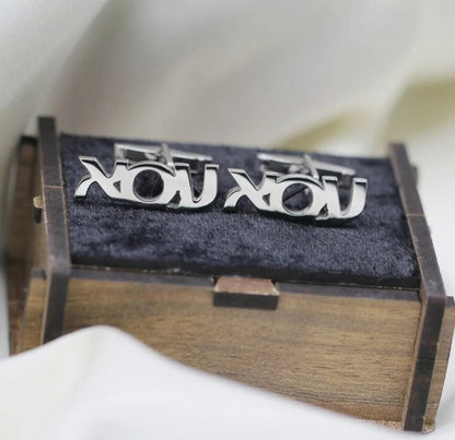 Personalized Hebrew Name Cufflinks – Custom Initial Wedding Cufflinks for Groom & Groomsmen, Perfect Gift for Him