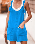 Ladies Daisy Cotton Linen Bib Shorts