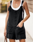 Ladies Daisy Cotton Linen Bib Shorts