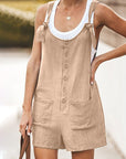 Ladies Daisy Cotton Linen Bib Shorts