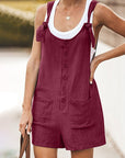 Ladies Daisy Cotton Linen Bib Shorts