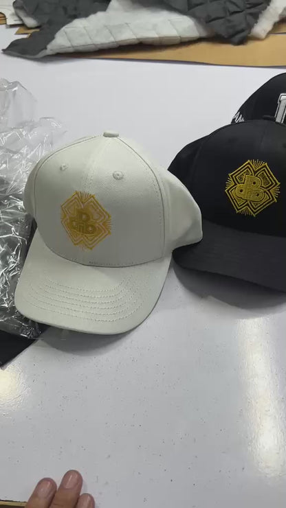 DDIIRO™ Heritage Gold Logo Snapback Cap – Black & White